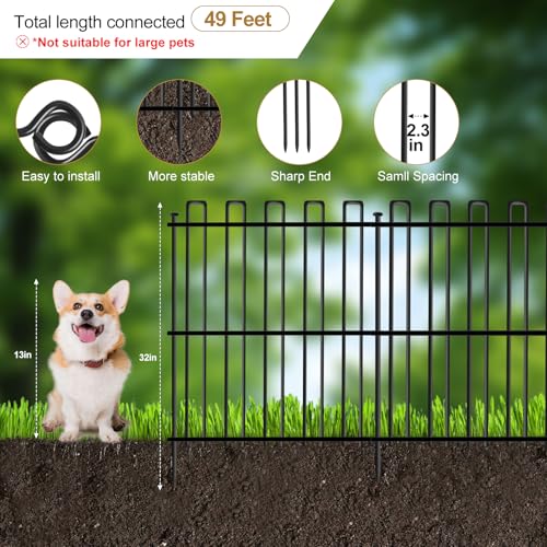 No Dig Animal Barrier Fence, 13in x 37ft Rustproof Metal Garden Edging Y3980