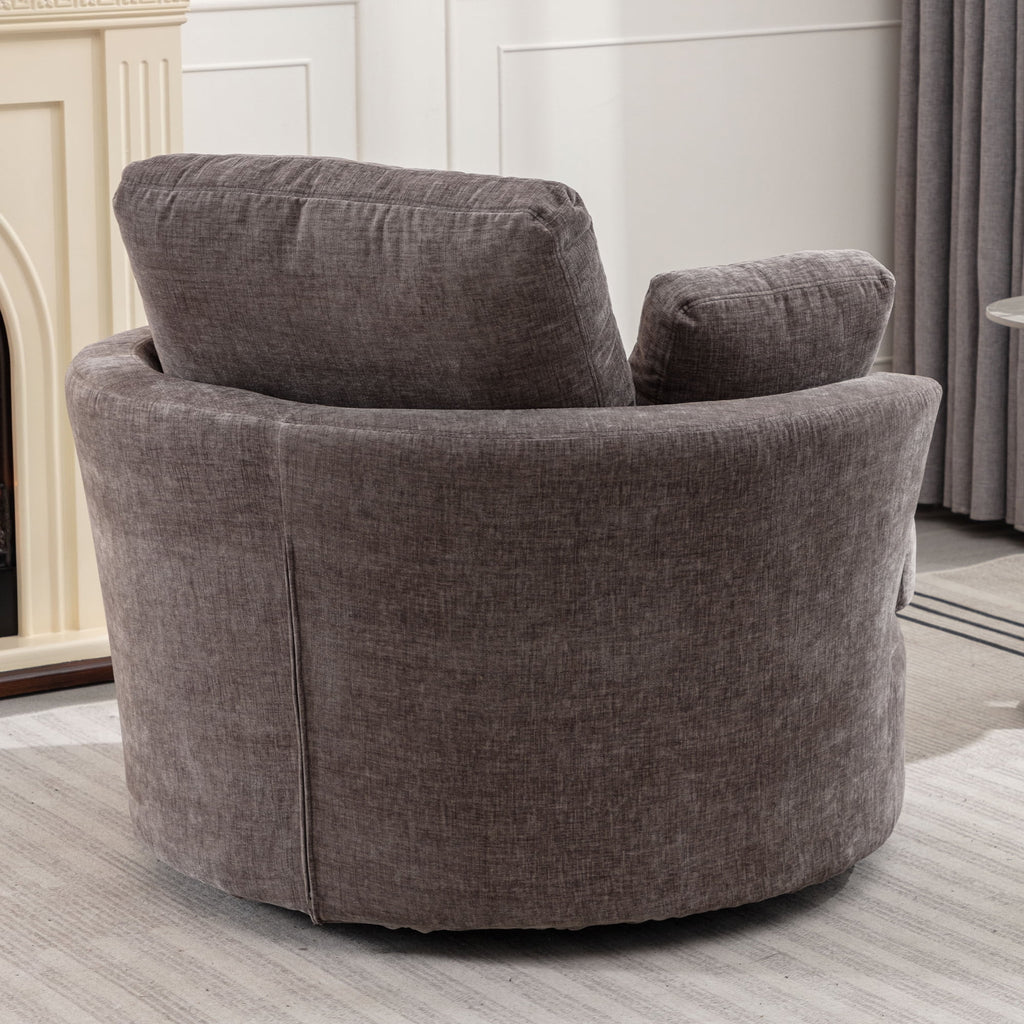 Oversized Round Swivel Accent Chair with 3 Pillows M14959