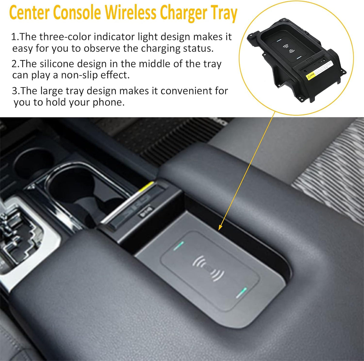 Center Console Wireless Charger Tray for Toyota Tundra 2014-2021 N281688