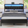Full Size Bed Frame with Charging Station and LED Lights L186603