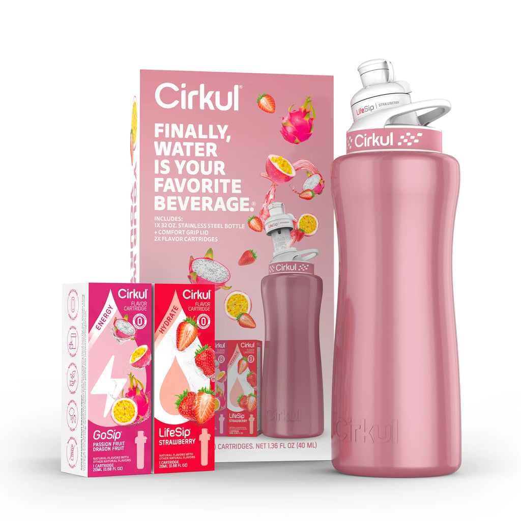 32oz Rose Gold Stainless Steel Water Bottle Starter Kit with Lid and 2 Flavor Cartridges Y454137
