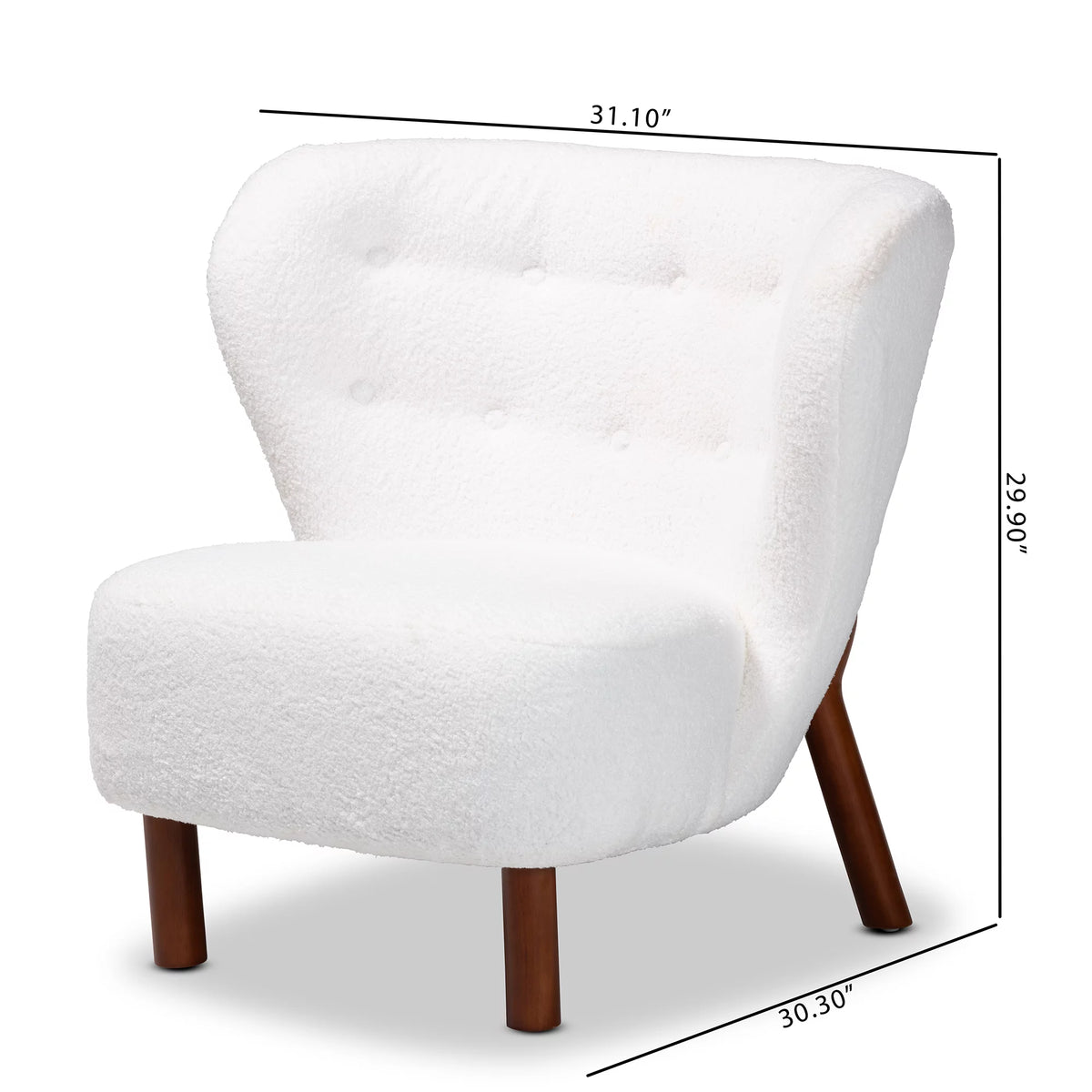 White Boucle Upholstered Wood Accent Chair Z169949