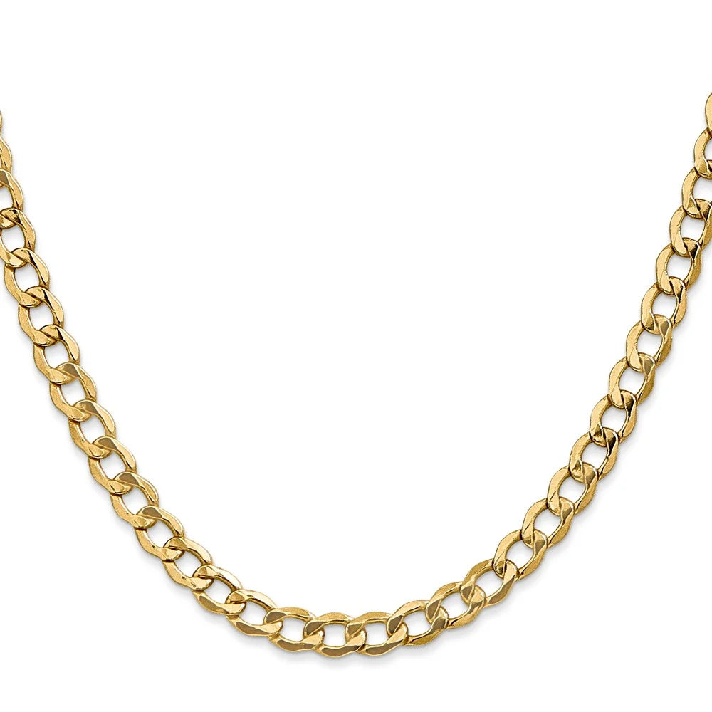 18 inch 5.25 mm Yellow Gold Curb Chain Necklace I890