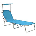 Folding Sun Lounger with Canopy Steel Turquoise and Blue J304714