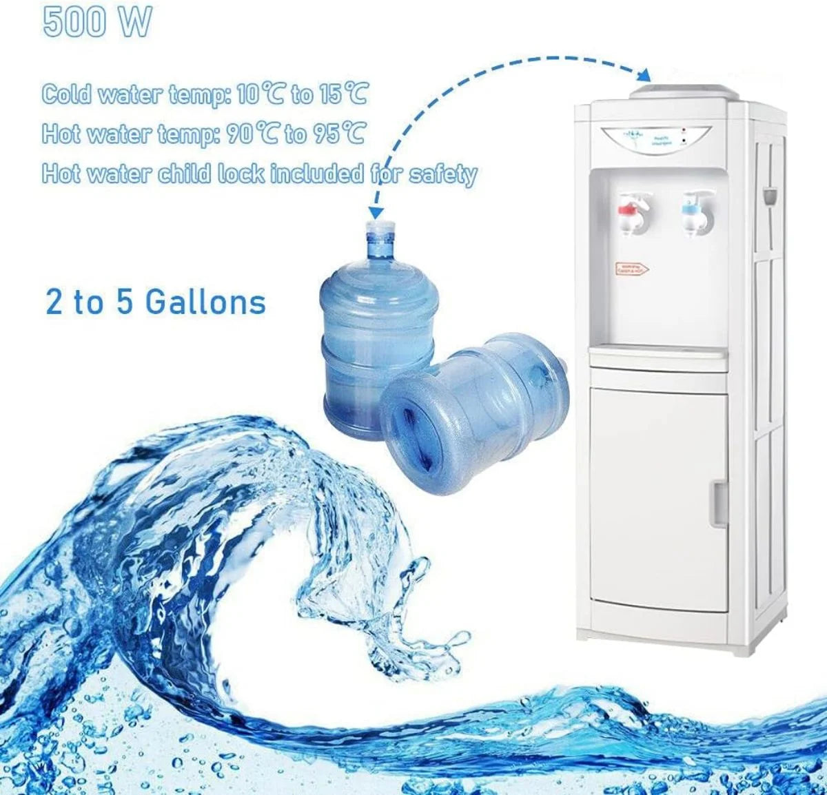 Hot & Cool Top Loading Water Cooler Dispenser with Child Safety Lock D54487