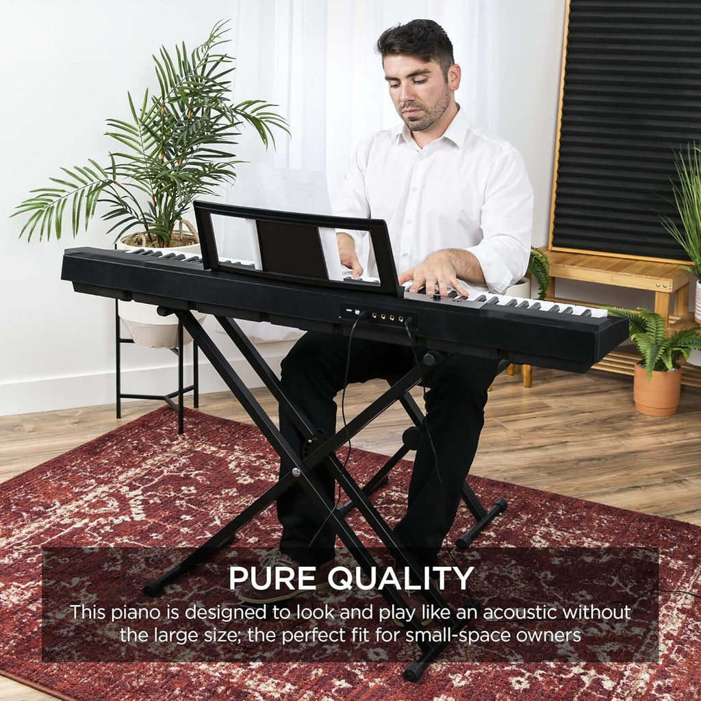 88-Key Full Size Digital Piano Keyboard Set with Semi-Weighted Keys, Stand, Sustain Pedal, Built-In Speakers, Power Supply D52517