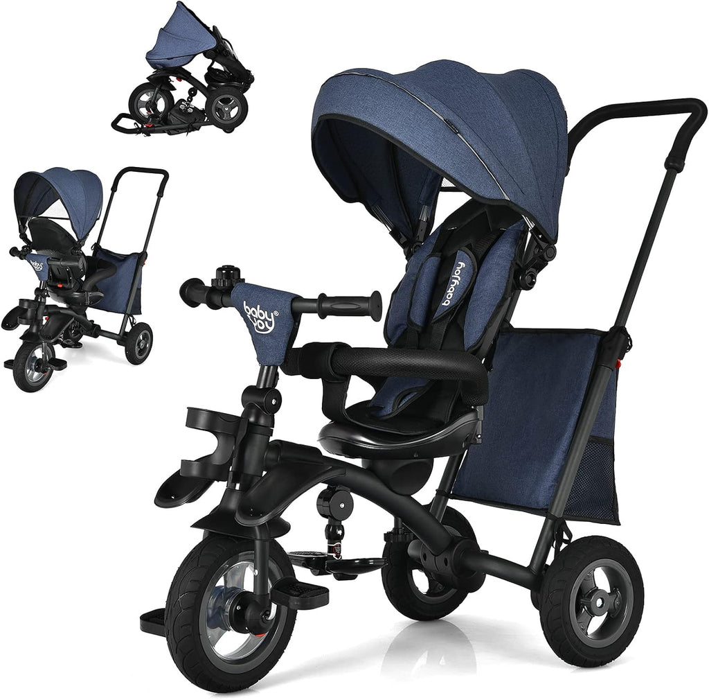 7 in 1 Folding Toddler Tricycle with Rotatable Seat (Blue) M247