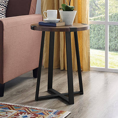 Dark Walnut Round Side End Table U3301