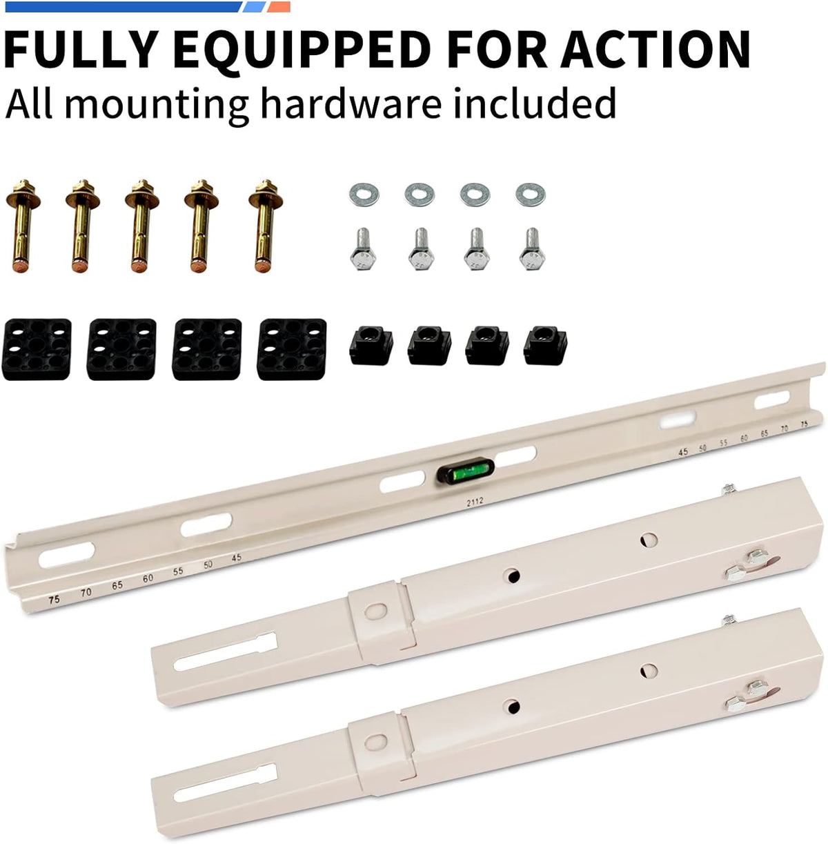 Mini Split Wall Mounting Bracket with Level, Measurement on Top Rail, Pack of 2 N9678