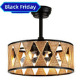 Rustic Caged Ceiling Fan with Lights and Remote H121