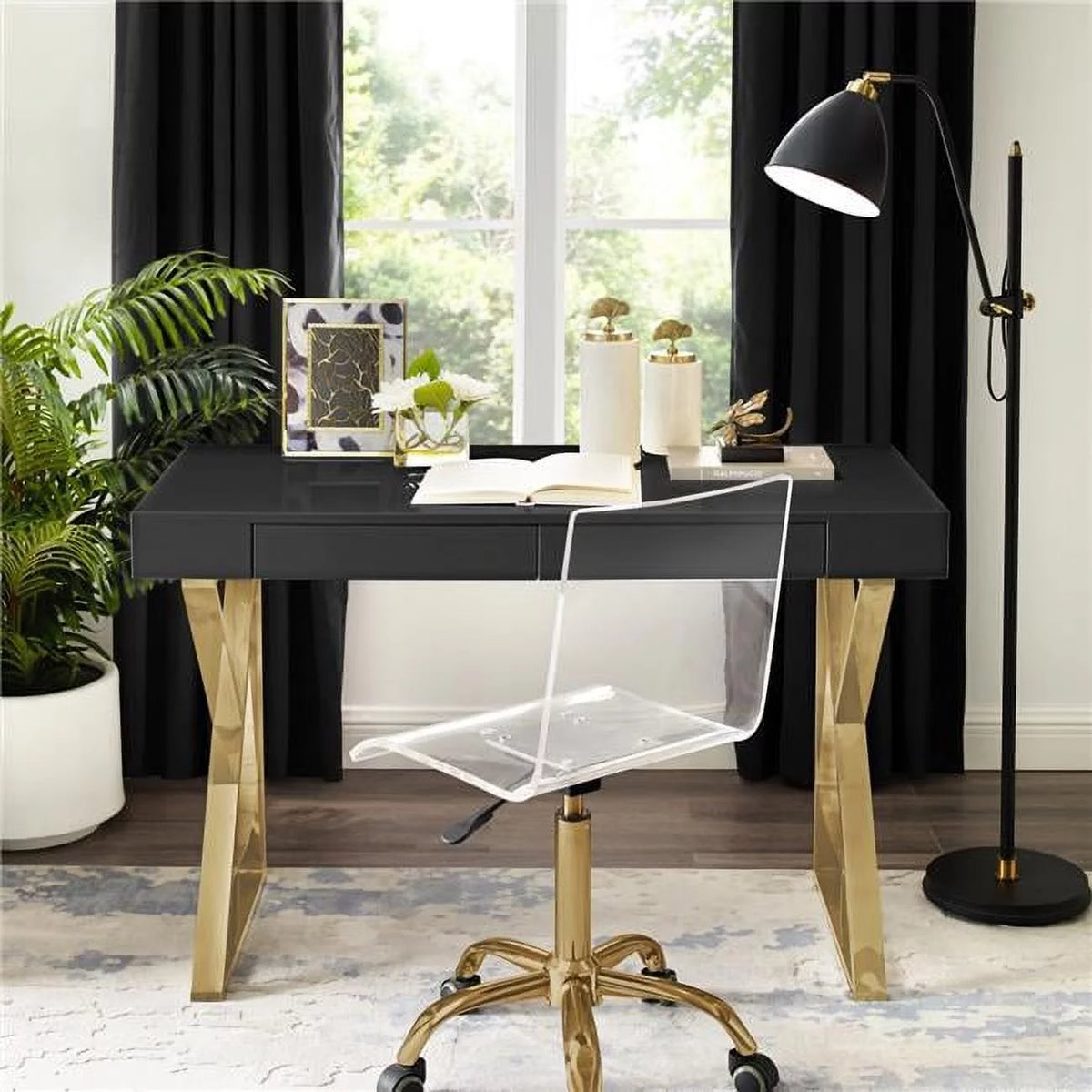 Black & Gold Writing Desk J1389