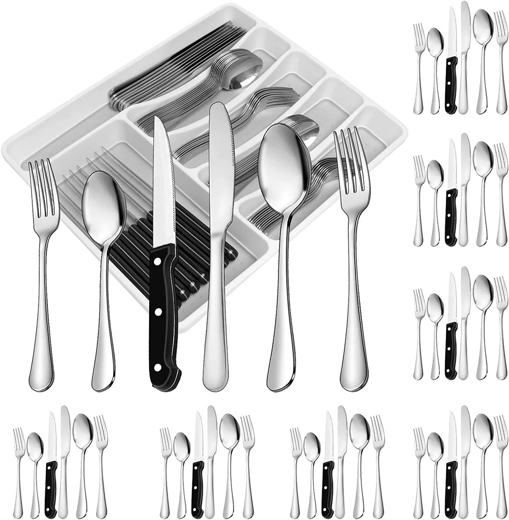 49-Piece Stainless Steel Silverware Set with Organizer A854741