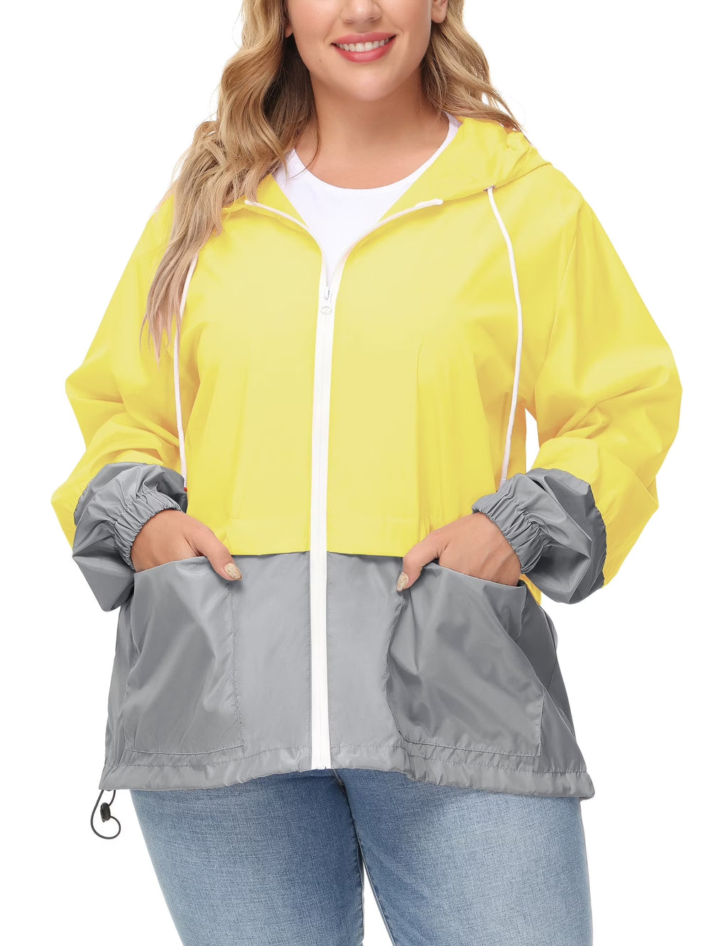 Plus Size Waterproof Hooded Rain Jacket U11304