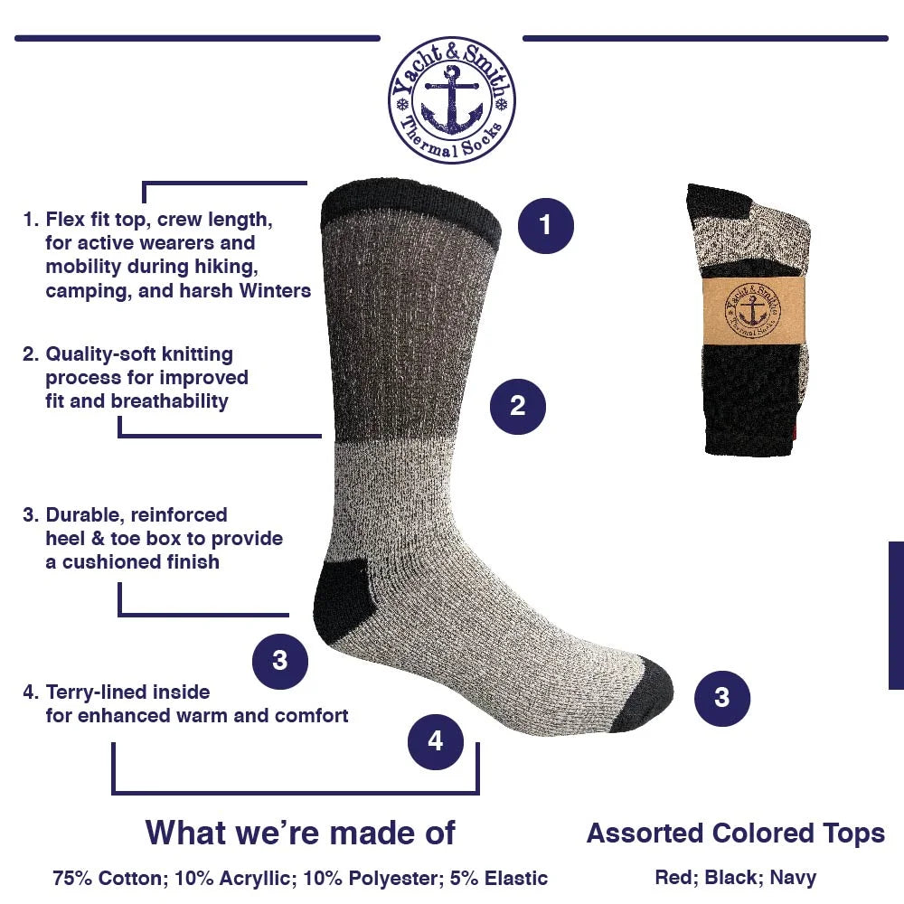 180 Pairs Thick Warm Winter Boot Socks, Size 10-13 I575521