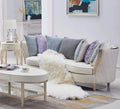 Linen Blend Sofa Solid Wood Hand Carved Frame X2326
