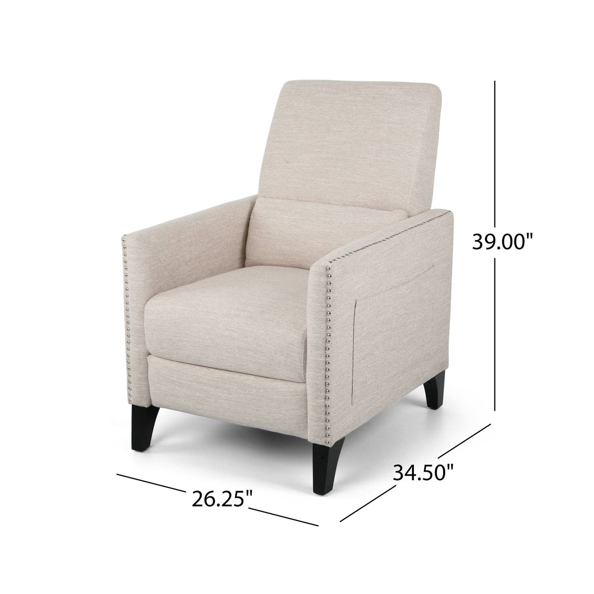 Light Blush Fabric Push Back Recliner U726