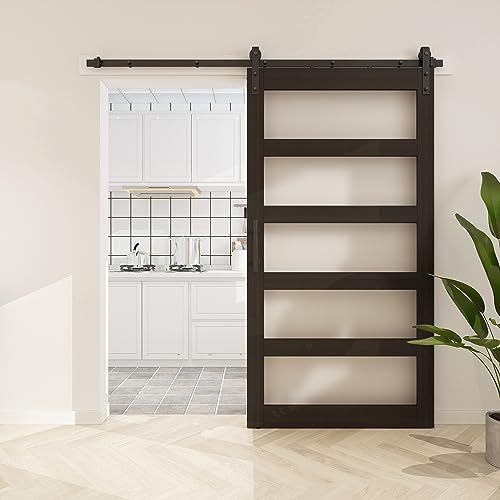 42in x 84in Frosted Glass Barn Door with 7FT Sliding Door Hardware Kit W1599