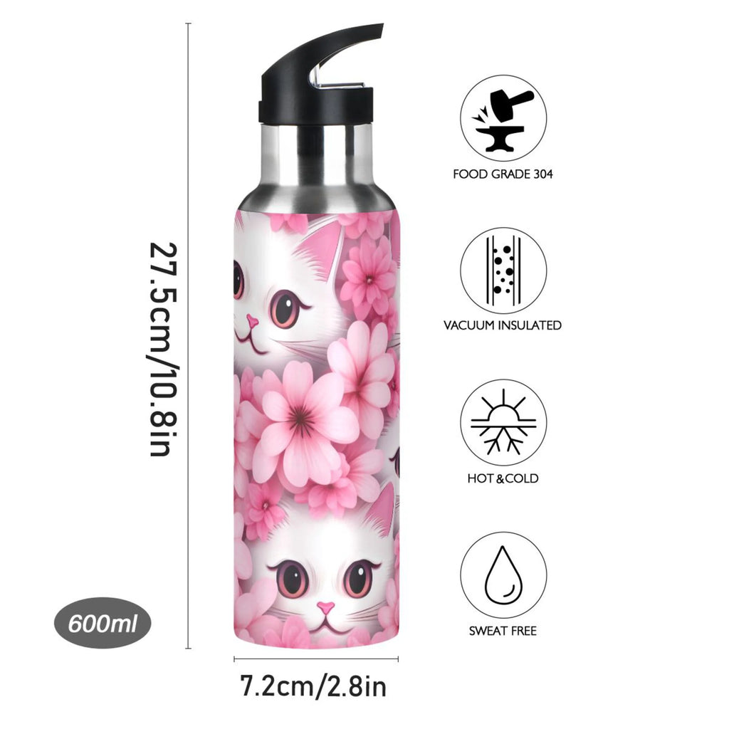 Insulated Stainless Steel Water Bottle with Straw Lid 20 oz X694