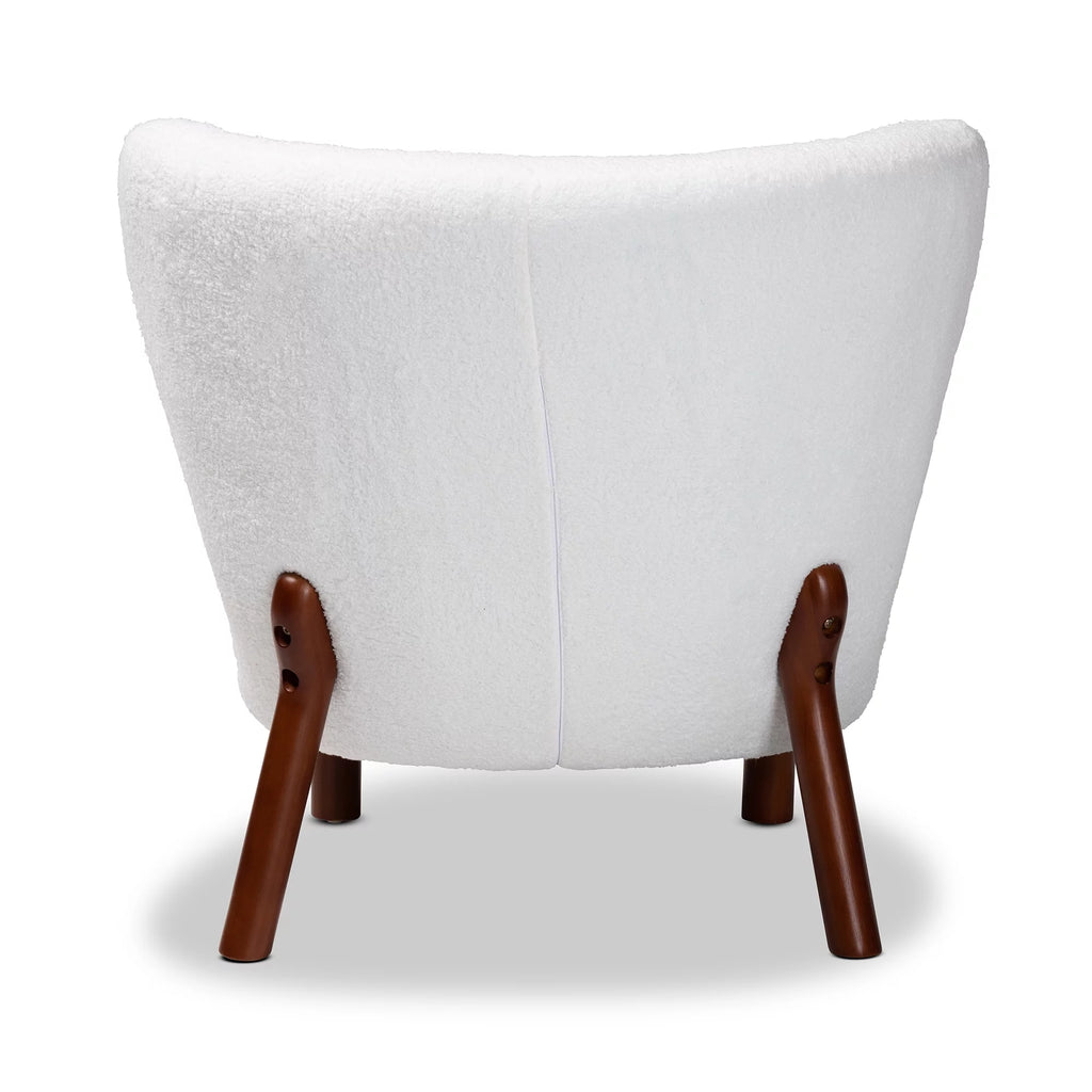 White Boucle Upholstered Wood Accent Chair Z169949