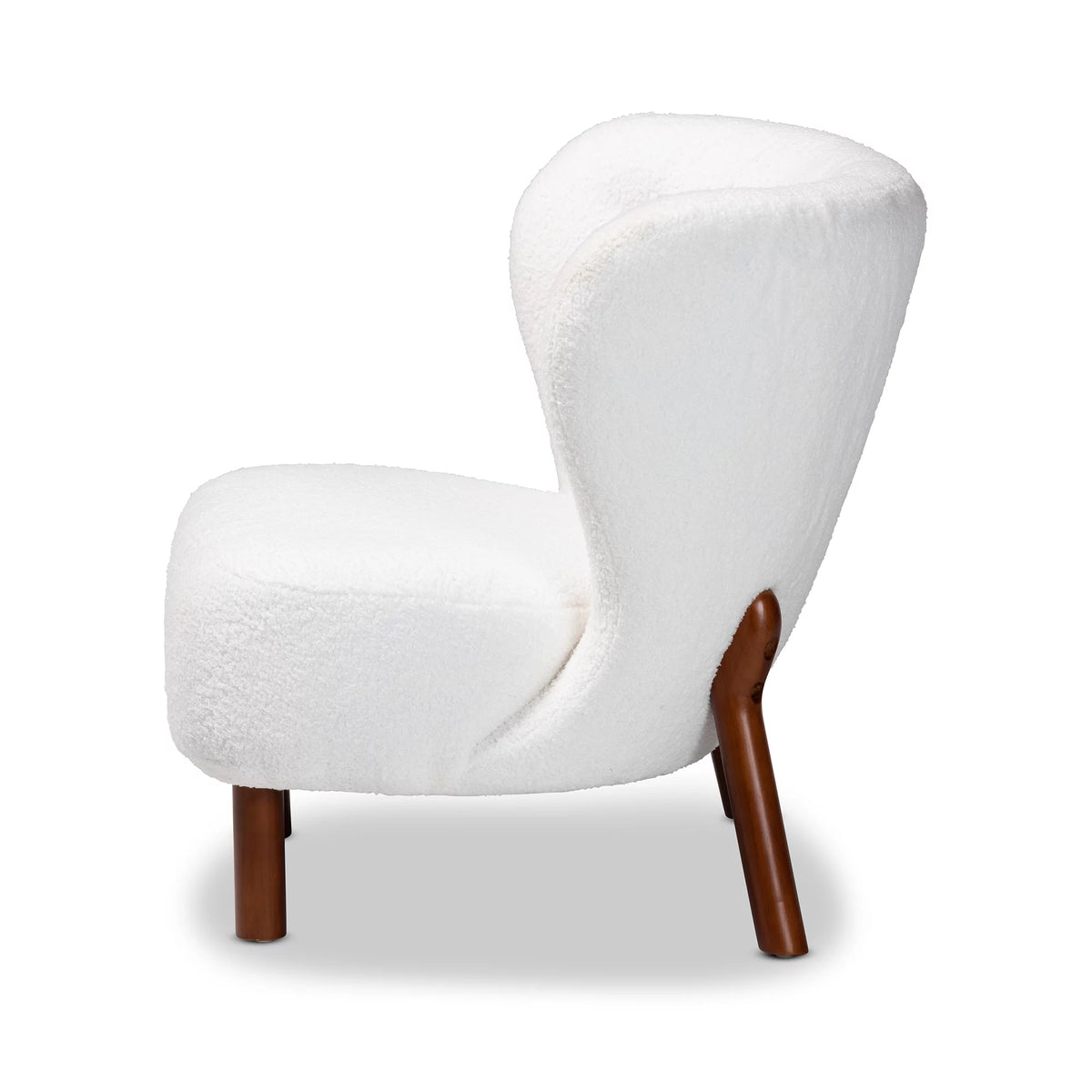 White Boucle Upholstered Wood Accent Chair Z169949