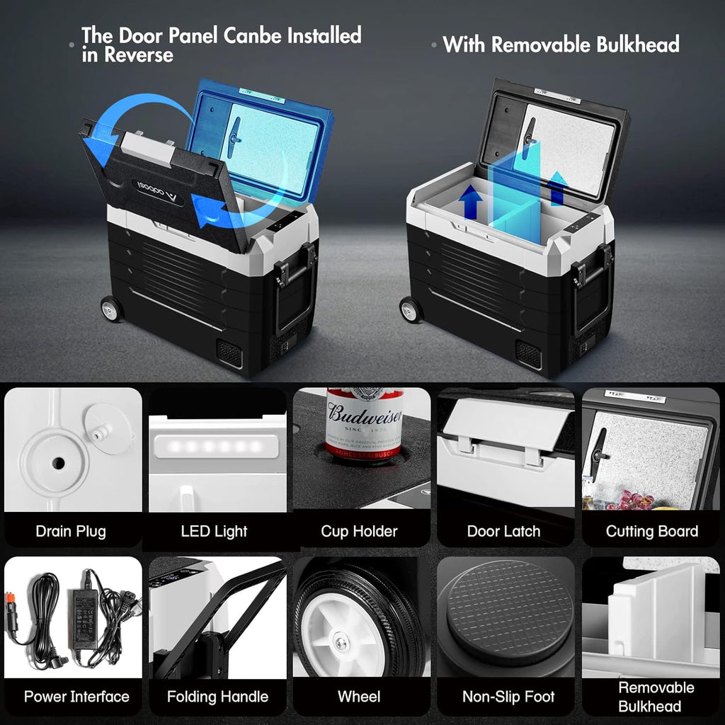Portable Car Refrigerator 12 Volt 59 Quart Dual Zone Compressor Cooler C94001