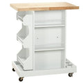 White Wood Top Kitchen Cart J496117
