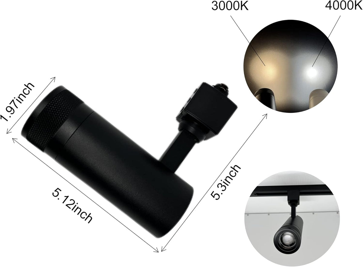 20W Zoom Dimmable LED Track Light Head Black 4000k N91065