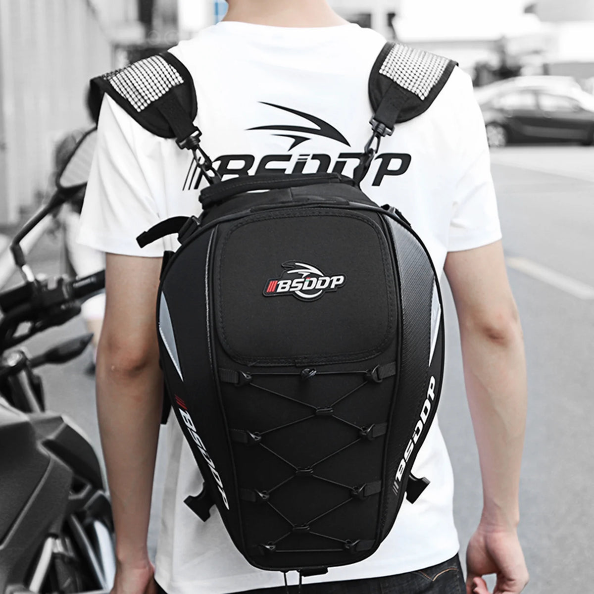 Waterproof Hard Shell Motorcycle Backpack F89355