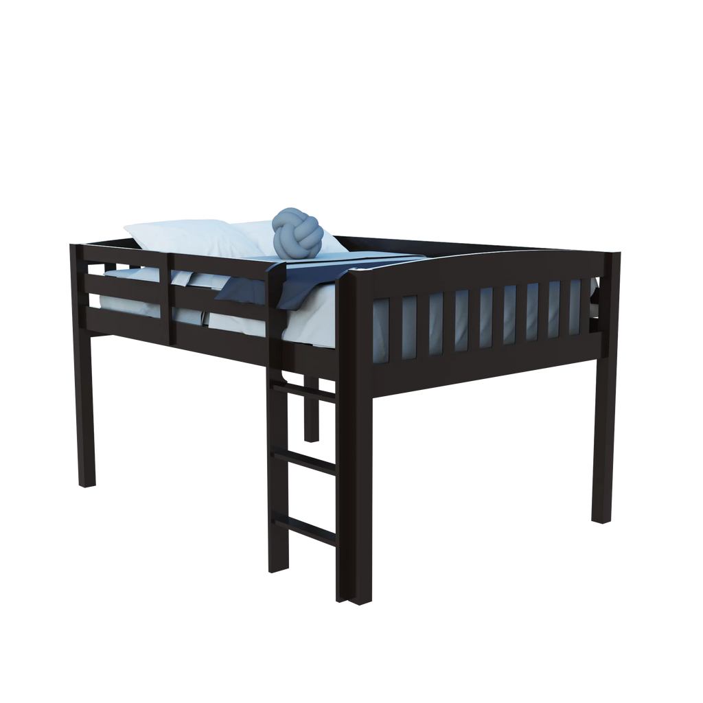 Dark Brown Solid Wood Full Size Loft Bed Y3895