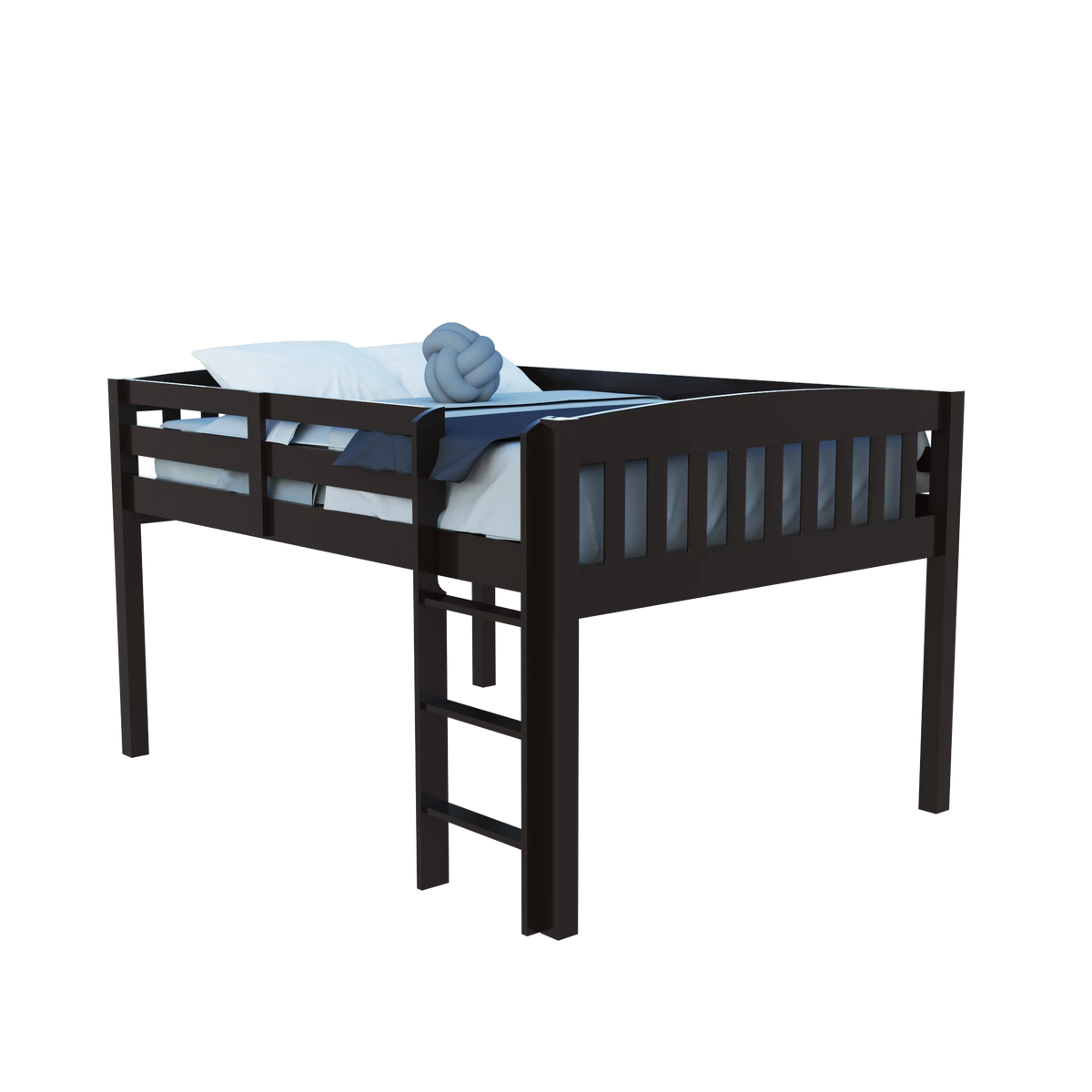 Dark Brown Solid Wood Full Size Loft Bed Y3895