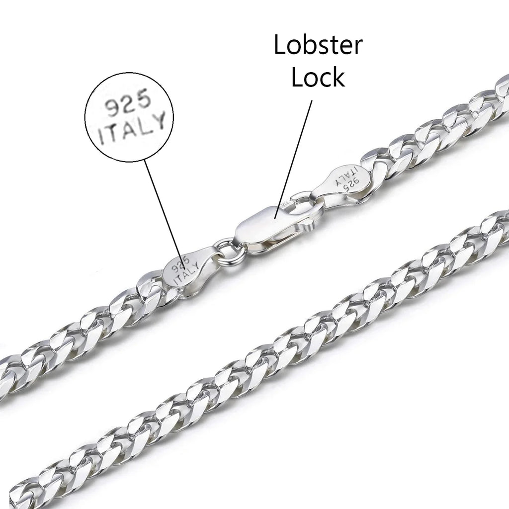 925 Sterling Silver 8mm Solid Curb Chain Necklace C76053