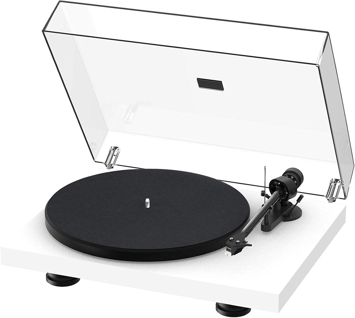 High Gloss White Turntable with Carbon Fiber Tonearm F88876