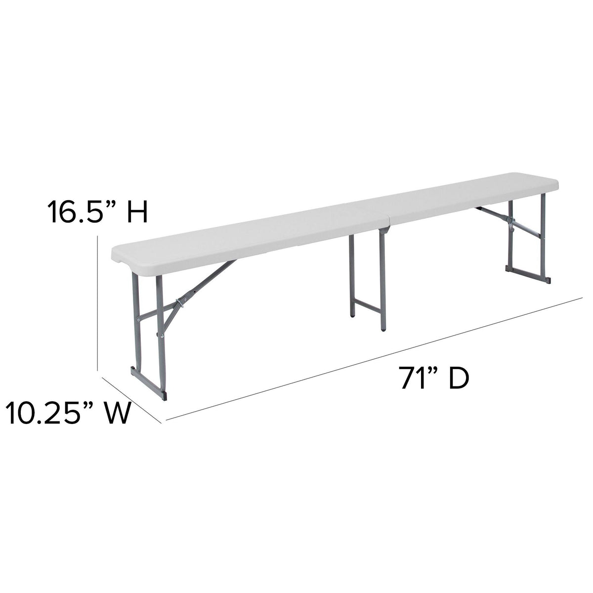 10.25 x 71 Inch Granite White Plastic Bench with Carrying Handle M926065