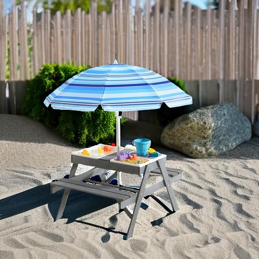 3-in-1 Kids Picnic Table with Umbrella T399