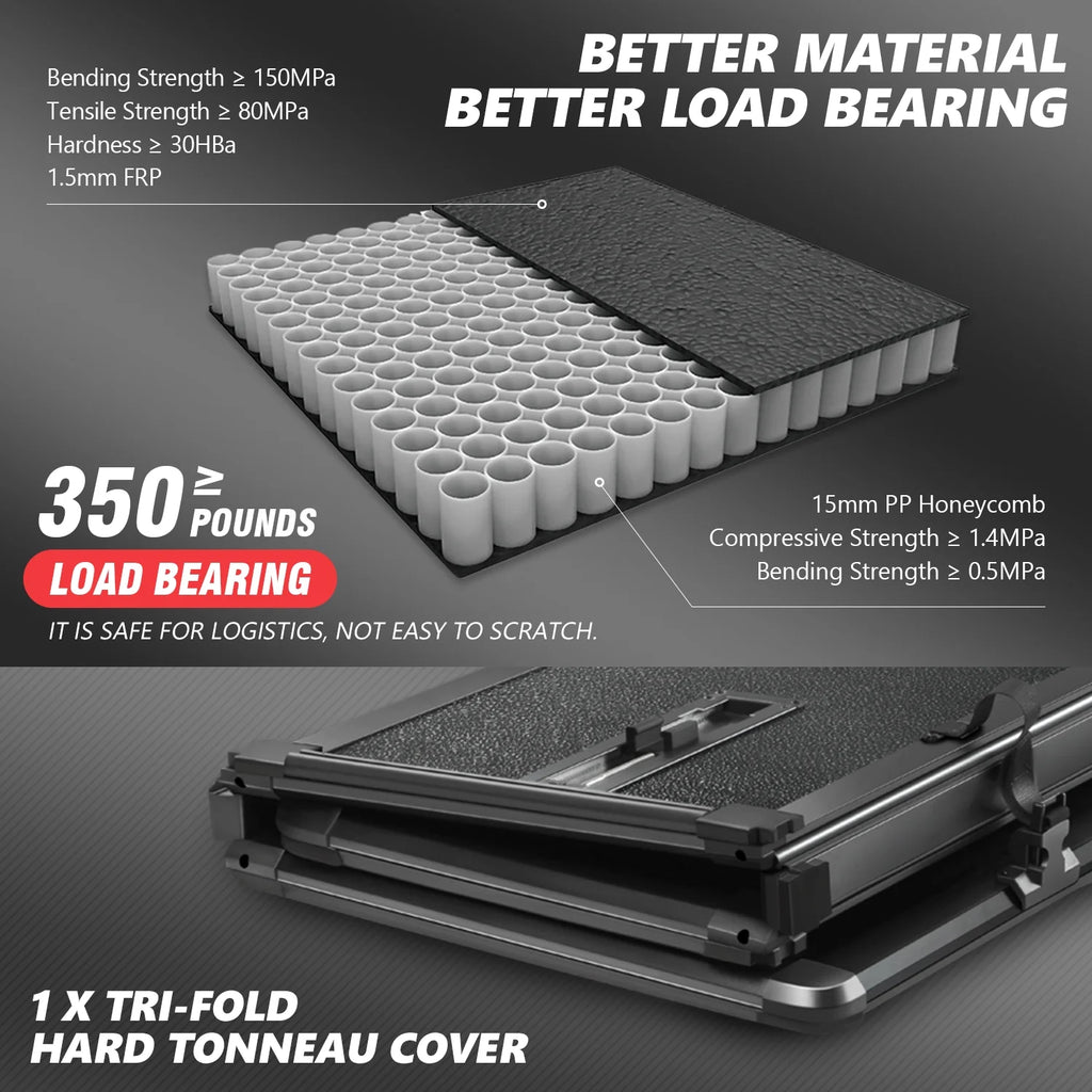 Hard Solid Tri-Fold Tonneau Cover for Chevy Silverado GMC Sierra 8Ft Long Bed Y699