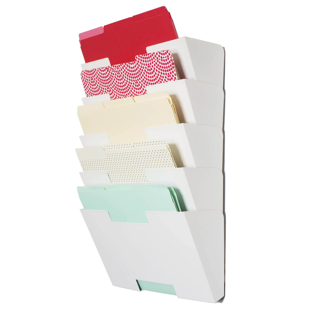 5-Tier White Metal Wall File Holder Organizer H676674