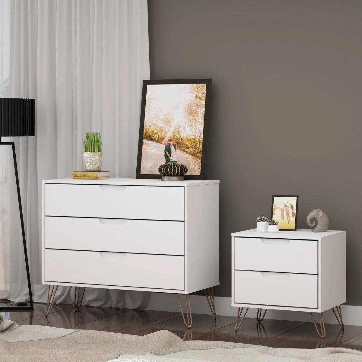 Set of 2 Dresser and Nightstand with Drawers S82983